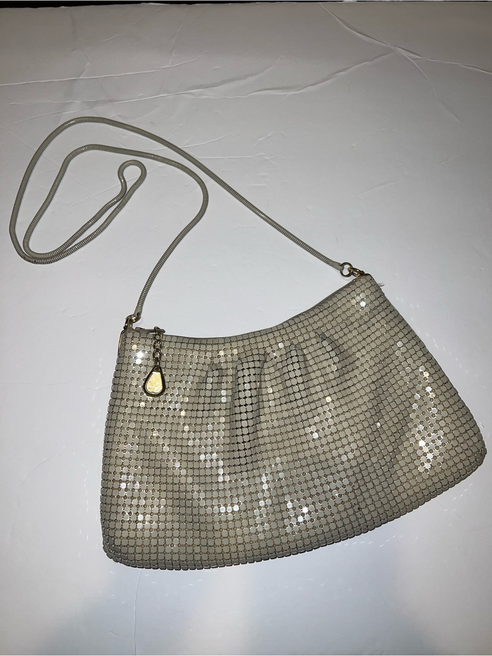 Vintage Cream Sequin Crossbody Bag